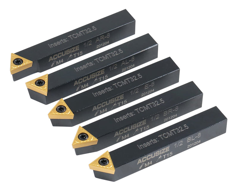 Accusize Industrial Tools 1/2'' 5 Pc Indexable Turning Tool Set, 2380-5082 1/2"