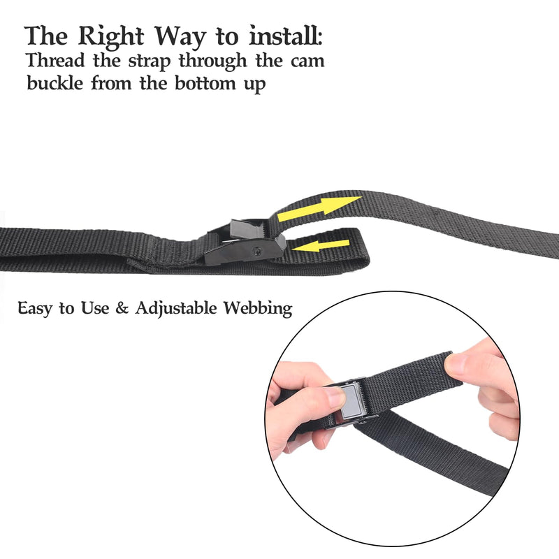 MAGARROW Lashing Straps with Cam Buckle Black (All Black (4-Pack), 10 Feet) ALL Black (4-Pack)