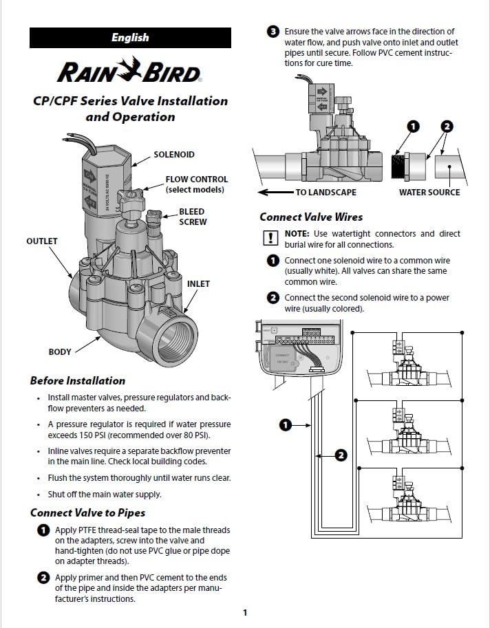 Rain Bird HV100FF High Value in-Line Valve 1" Female Threaded Inlet and Outlet, Compact Design for Tight Installations