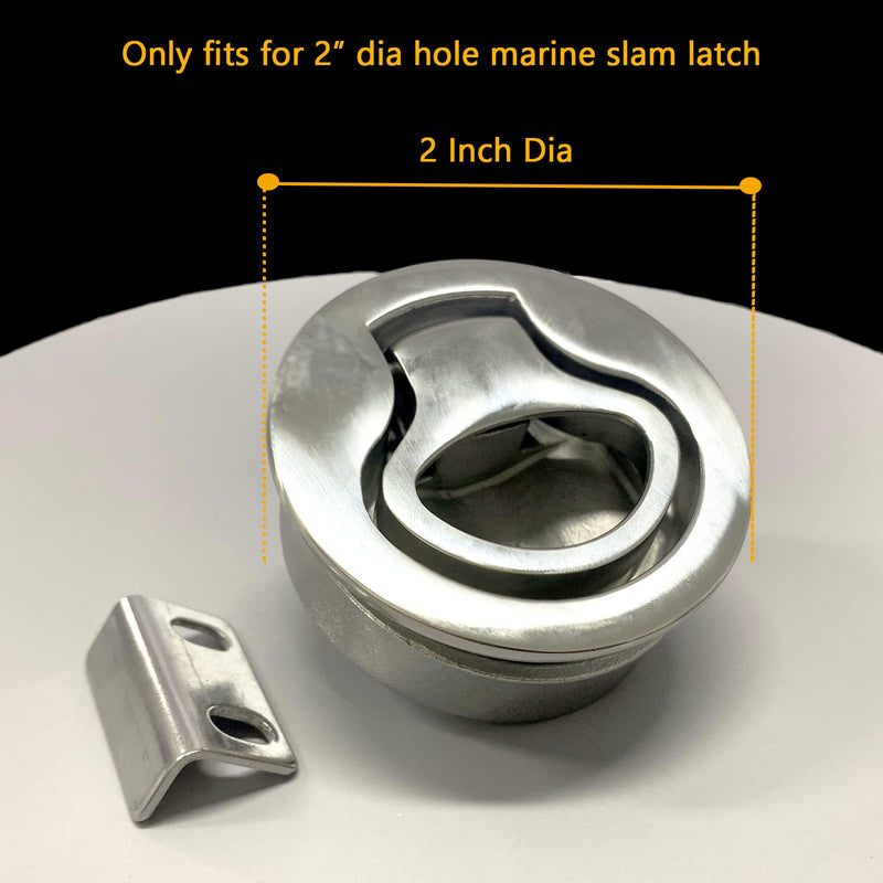 Boat Stainless Steel 2 Inch Round Flush Pull Slam Cam Latch Hatch Push for Marine RV Deck Cabin Door Hardware Accessories Without Key