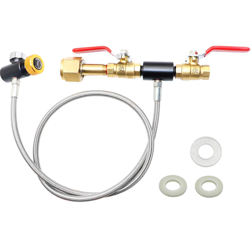 CGA320 CO2 Cylinder Refill Adapter Hose, CO2 Refill Station Connector Kit for Filling Blue Soda-maker Tank(CGA320 to TR21-4, Dual Valve with Gauge) (24 Inch) 24 Inch