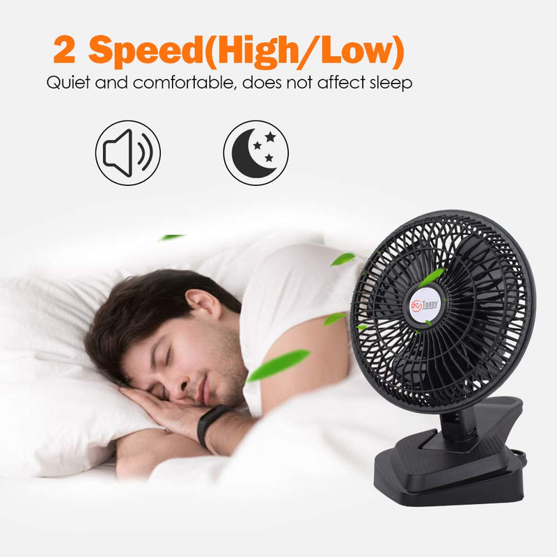 TN TONNY Convertible 6-Inch Desk & Clip on Fan, Two Quiet Speeds, Household Table Clip on Fans AC Personal Desktop Fans with 6 Feet Cord, Ideal for the Home, Office, Dorm, Black