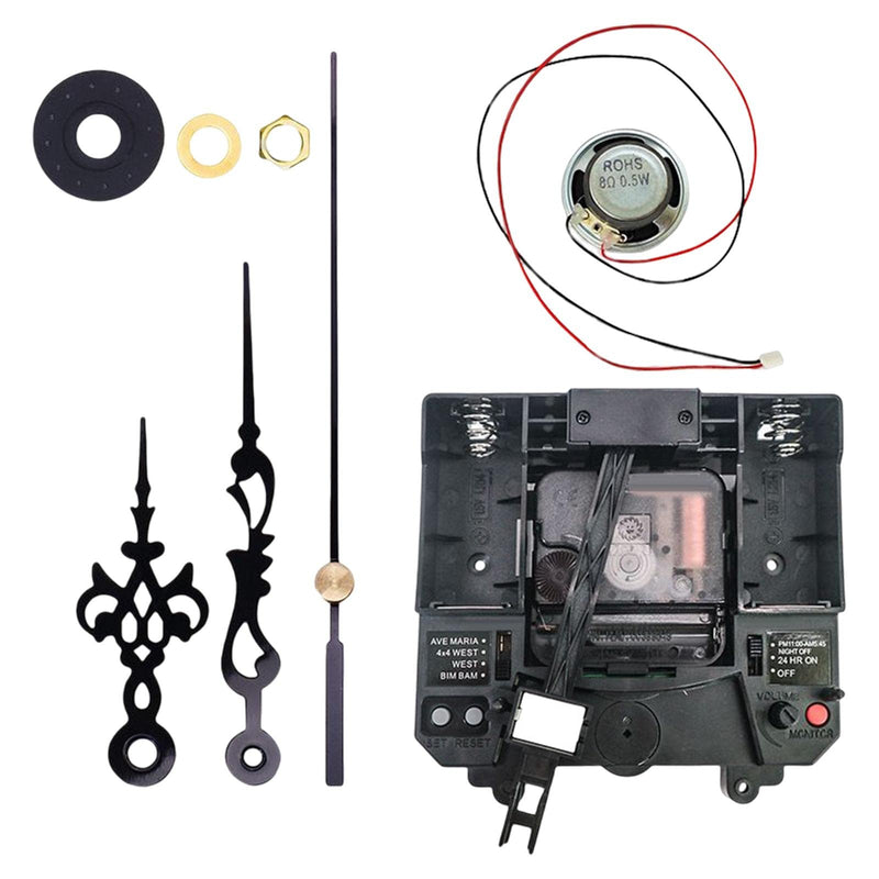 Milageto Quartz Clock Movement Mechanism, with Hands Silent Music Box Mechanism Kits Repair Tool Parts Making Long Shaft for Clock Repair Replacement, Style D