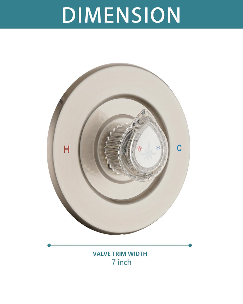 Shower Faucet Trim Kit Compatible with Moen Fit Chateau Valve Only, Pull-on Push-off Design Knob Handle, Brushed Nickel