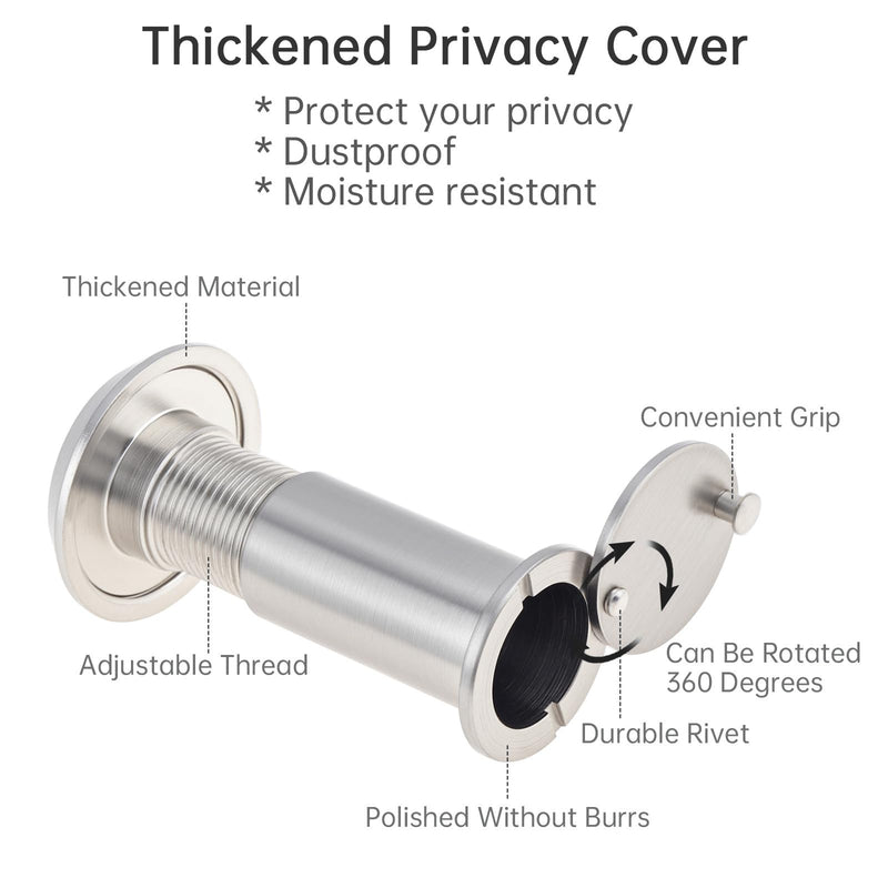 Door Viewer Peephole,Solid Brass 200 Degree Peep Hole with 16 MM Drill Bit for 1-1/2" to 2-3/8" Doors,5/8 Inch Pipe Diameter Door Eye Viewer with Privacy Cover (1, Brushed Nickel)