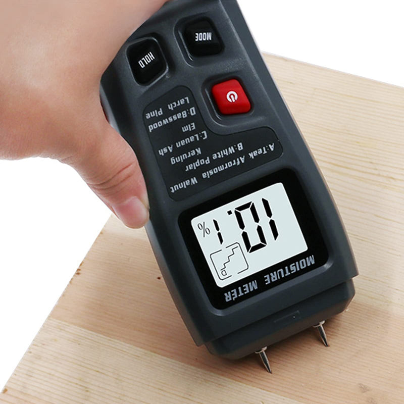 Digital Wood Moisture Meter Wood Humidity Tester Hygrometer Timber Damp Detector Large LCD Display (Grey) Grey