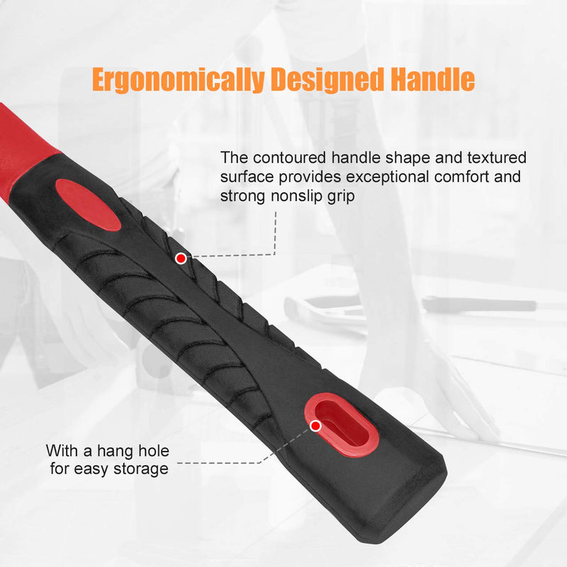 Fiberglass Handle Rubber Mallet Hammer Set, 8 OZ and 16 OZ, Soft Blow Tasks without Damage, Black with Red, 2 Packs