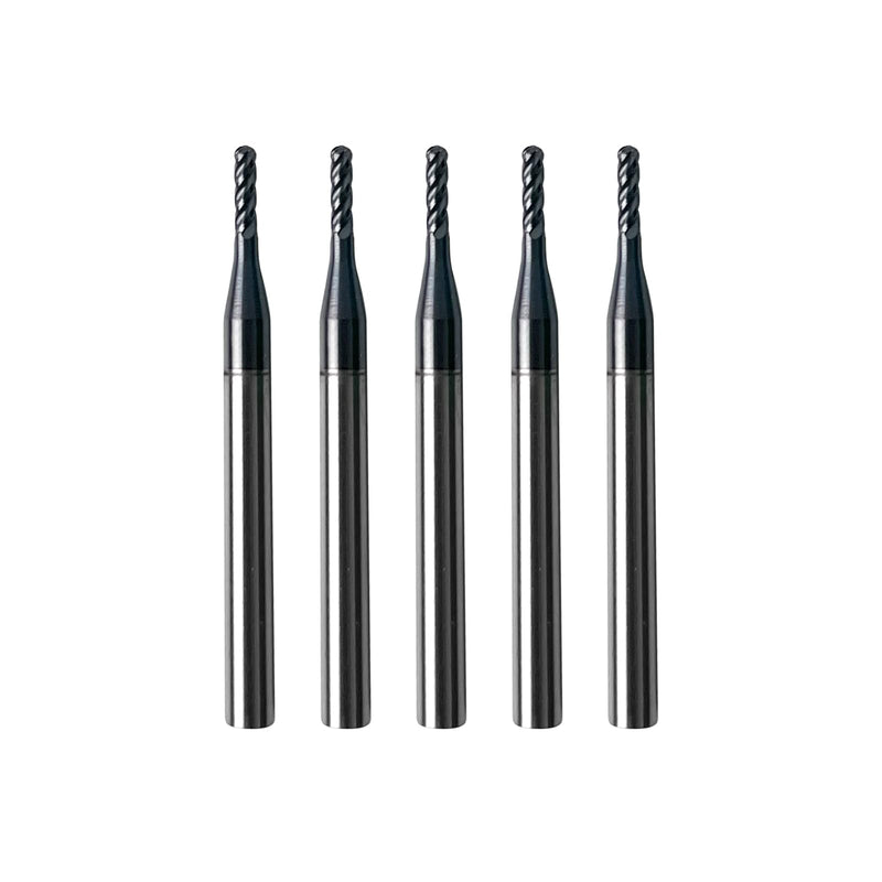 5Pcs 1/16" Carbide Ball Nose End Mills, ALTiN Coated, 4 Flute, Ball End Router Bit for Hardened Steel, Stainless Steel, Alloy Steel, Aluminum, CNC Router Bits with 1/8" Shank Diameter 1/16 in 5