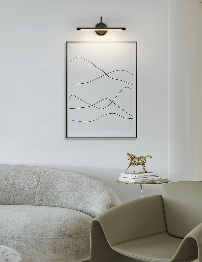 JOOSENLUX Picture Lights for Paintings Hardwired 16.5" Inch Long Dimmable Black Wall Lights with Adjustable Lighting Direction 110V 3000K 16.5" Long Dimmable