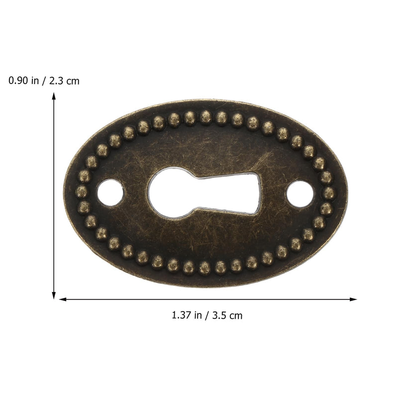 20PCS Oval Antique Brass Decorative Keyhole Cover Plate Keyhole Escutcheon Plate for Cabinet Door Drawer Chest Drawer Furniture Hardware