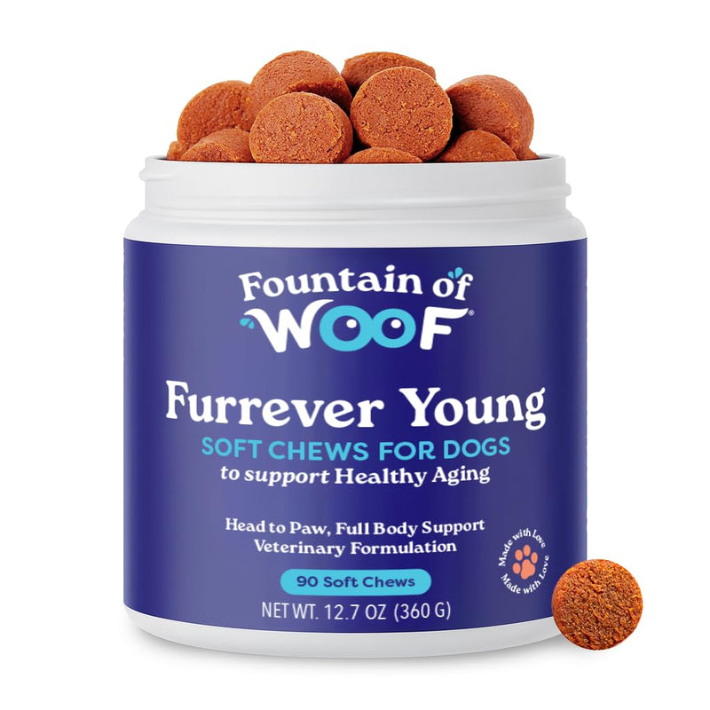 Furrever Young Soft Chews – Senior Dog Healthy Aging Supplement with Antioxidants for Mobility, Immune Health & Cognitive Support – Natural Senilife Alternative (90 Count)