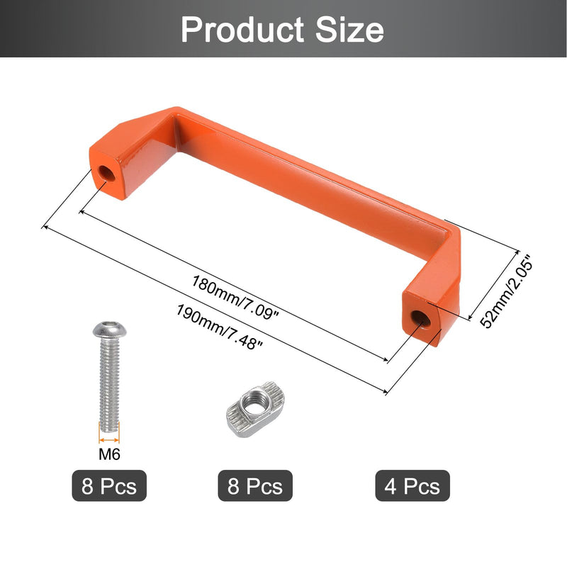 uxcell 4 Pack Rectangular Pull Handle, 180mm/7.1" Hole Center Aluminium Alloy Door Handle Modern Drawer Pull for Drawer Cabinets Gate Garages, Orange 180mm/7.1"