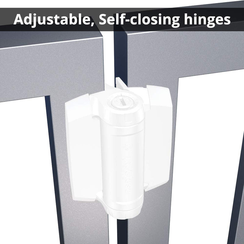 D&D TCHD1AL2S3WTS TruClose Heavy Duty Gate Hinge Square Metal Gates, 2 pcs White Fixed gate gap is 8/10” – gap = gate frame to post