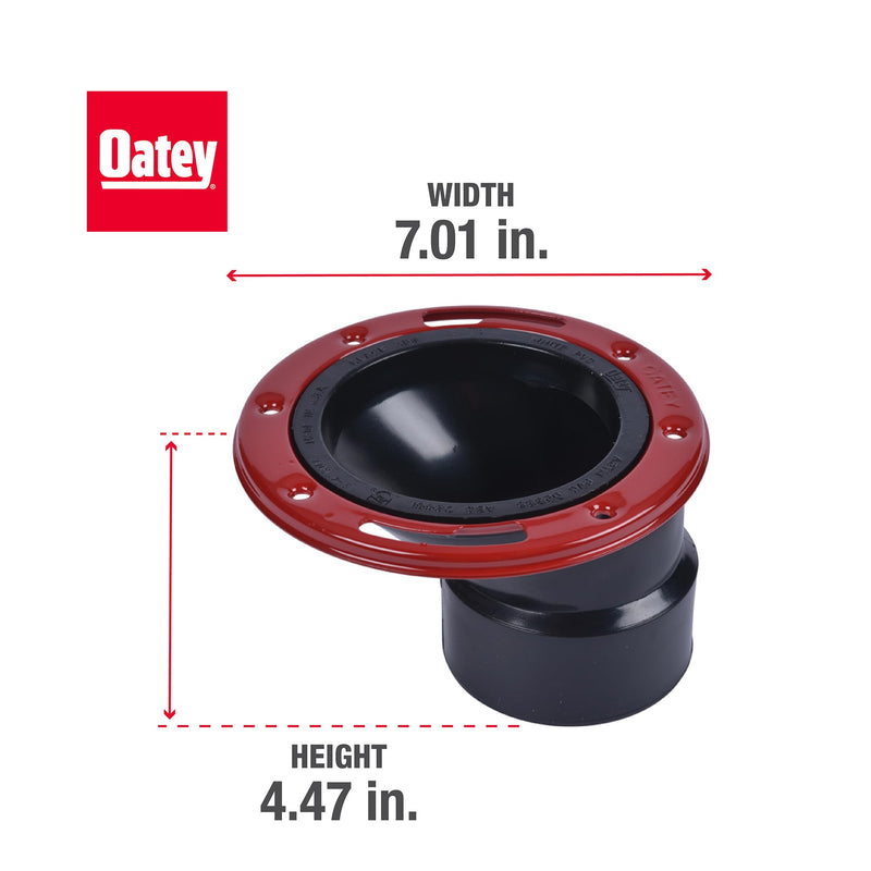 Oatey 43500 Level-Fit Offset Toilet Flange, 3 X 4 in, Abs Plastic, 3-Inch or 4-Inch