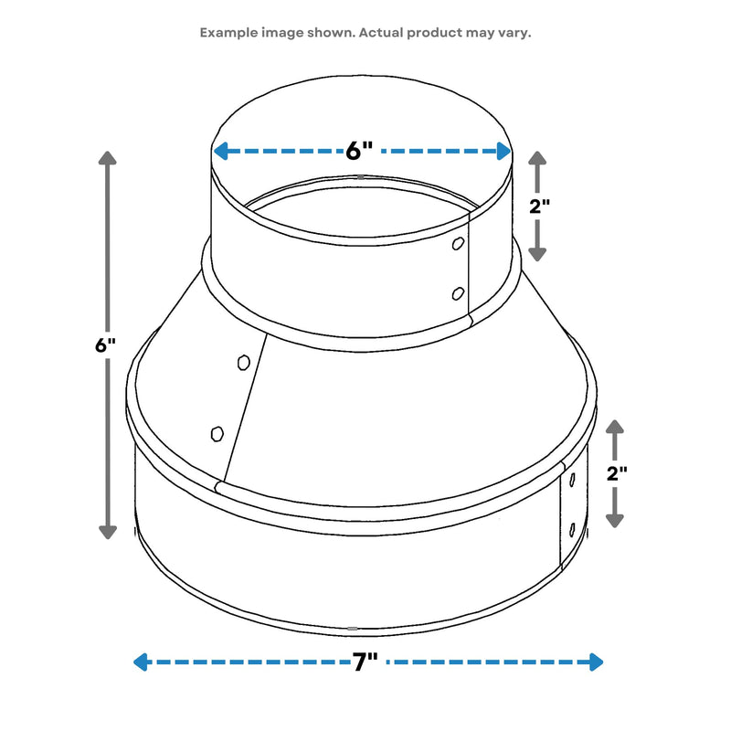 HVAC Premium Round Metal Pipe Reducer/Increaser (7" OR 6") 7" OR 6"