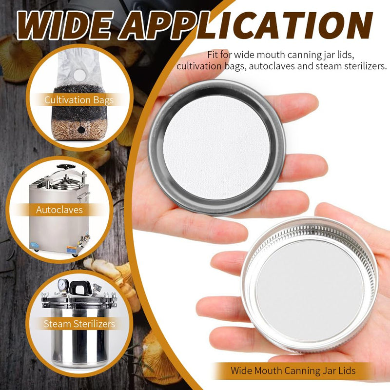 24 Pieces Synthetic Filter Paper Stickers 58 mm PTFE Filter Disc 0.3 μm for Mushroom Cultivation Wide Mouth Jar Lids 58mm
