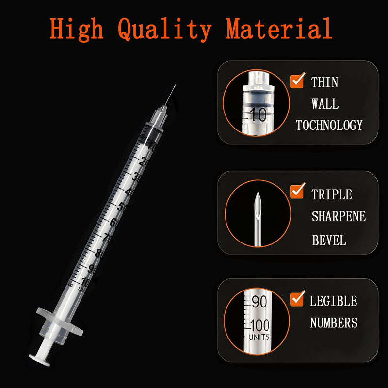 U-100 1cc/1ml 31 G 5/16 8mm Inch Syringe, Individually Packed 100 PACK for Dog, Cat, Bird and Other Smaller Pets and Measuring Nutrients for Your Garden Plants
