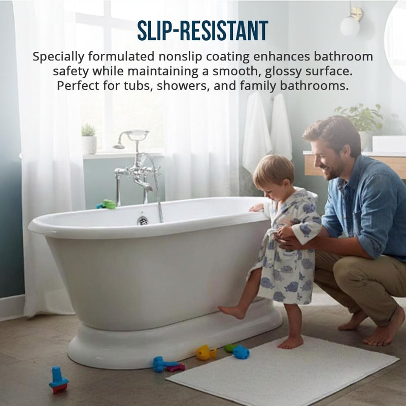 Ekopel Tub Cast Roll On Non Slip – Primer + Top Coat Included – DIY Tub & Tile Reglazing Kit – Bright White Gloss Finish – Longest Lasting PRO/DIY Reglazing Bathtub Paint - Odorless Low VOC Tub Paint Kit – Made in USA (Roll On Non Slip)