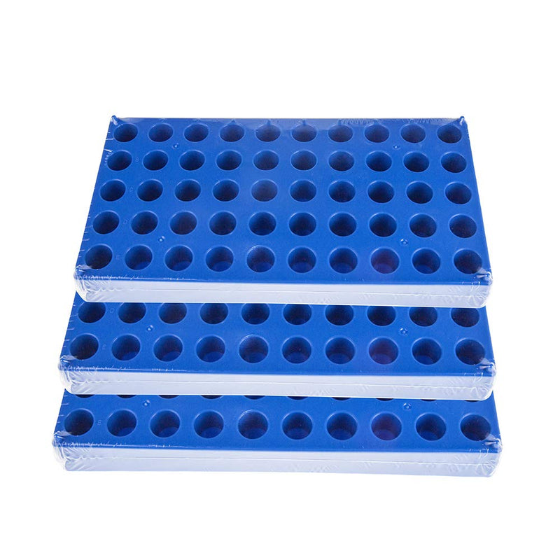 5 Packs Vial Rack,Single Blue Holds 50 Standard 12mm 2ml Vial, Plastic Centrifuge Tube Rack Holder