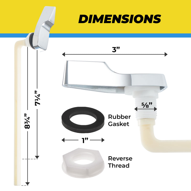 Toilet Tank Flush Lever Replacement for Mansfield - Front Mount, Chrome Finish Handle - Designed for Optimal functionality - Compatible with Mansfield Flush Valve Systems