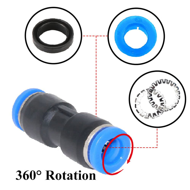 Beduan Push to Connect Fitting, 5/32" Tube OD Pneumatic Quick Adapter Tubing Air Hose Line Pipe Fitting (Pack of 12) ‎4mm or 5/32"(12Pcs)