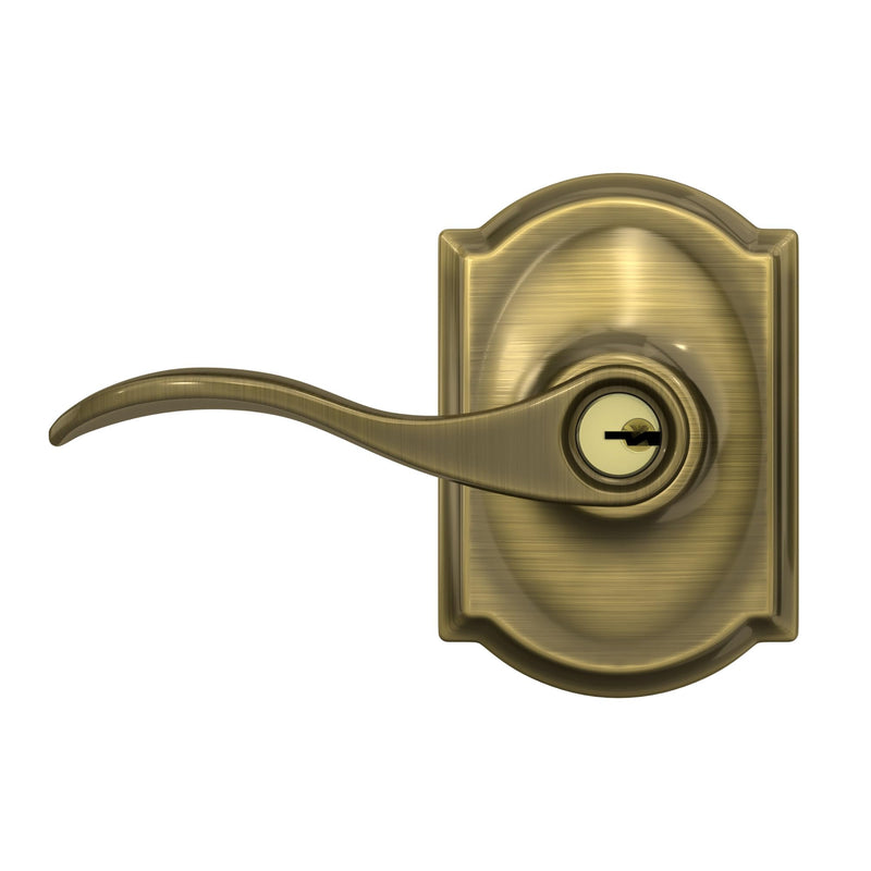 SCHLAGE Accent Lever with Camelot Trim Keyed Entry Lock in Antique Brass - F51A ACC 609 CAM