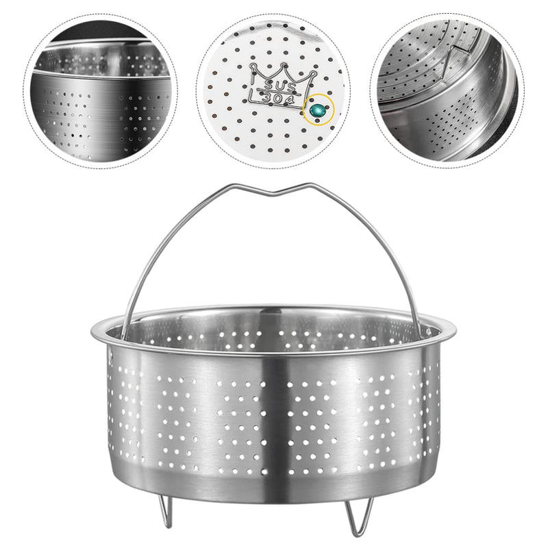 Luxshiny Stainless Steel Steamer Basket 7.79 in Vegetable Food Steamer Basket with Drainable Holes for Rice Dumplings Seafood Vegetables Eggs Potatoes and Corn