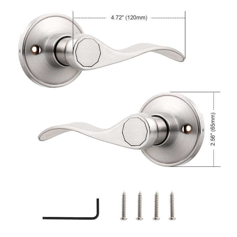 Probrico Wave Style Single Dummy Door Levers Dummy Door Handles Satin Nickel Finish, Right Handed, Pack of 6 6 Pack Brushed Nickel