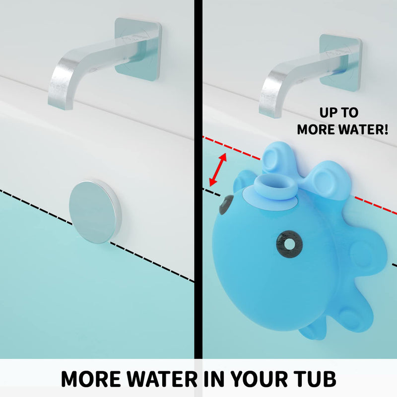 Bathtub Overflow Drain Cover Tub - Silicone Bathroom Overflow Drain Cover, Bath Tub Overflow Cover, Bathroom Spa Accessories, Adds Inches of Water for Deeper&Warmer Bath，Blue Blue