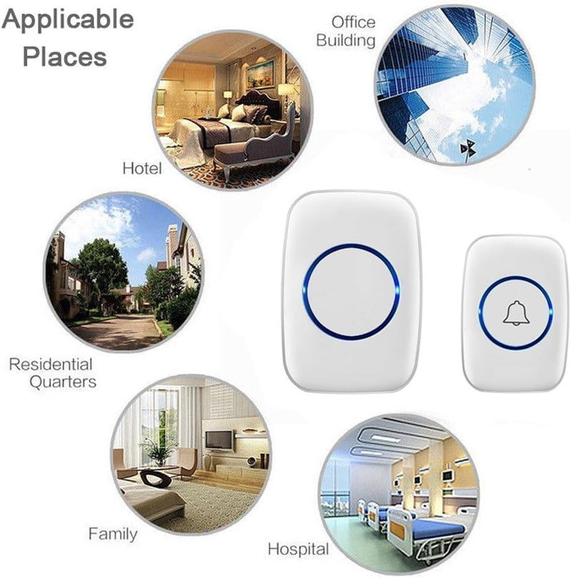 SadoTech Wireless Doorbells for Home - Adjustable Volume with 52 Chimes, 1000Ft Range, Easy Installation, Weatherproof Wireless Doorbell w/LED Flash, White