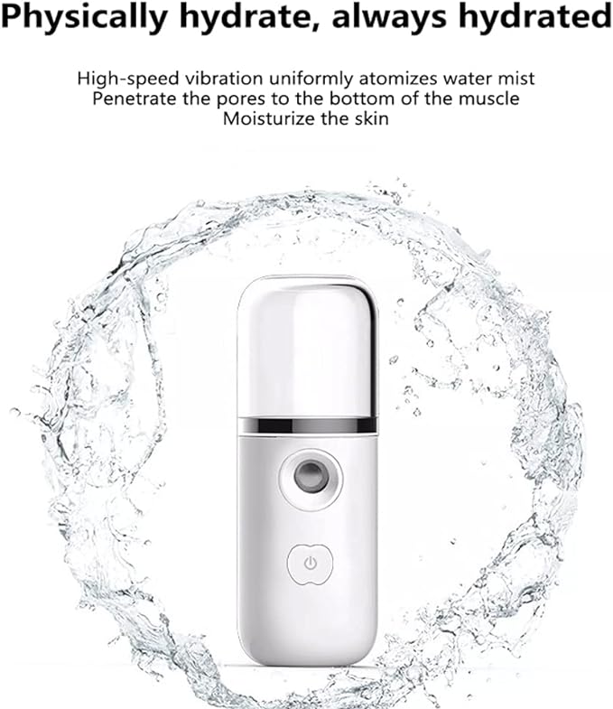 Generic Mini Face Steamer Mist Sprayer Moisturizing Handy Handheld Nano Facial Mist Spray Hydration Portable USB Charging Facial Sprayer for Activating and Calming Daily Use Face Steamer Compact - NewNest Australia