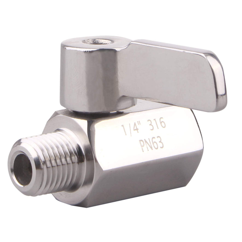 DERNORD 1/4 inch Stainless Mini Ball Valve NPT Female x Male Thread SUS316 Pack of 1