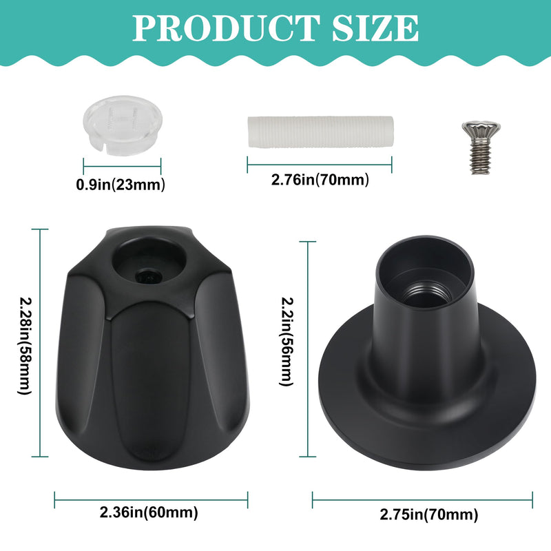 3 Piece Metal Shower Knob Replacement Compatible with Price Pfister Verve Tub Faucet Handle, Bathtub Knobs Include Hot/Cold/Diverter/Flange Base Replacement for Shower Trim Kit (Matte Black)