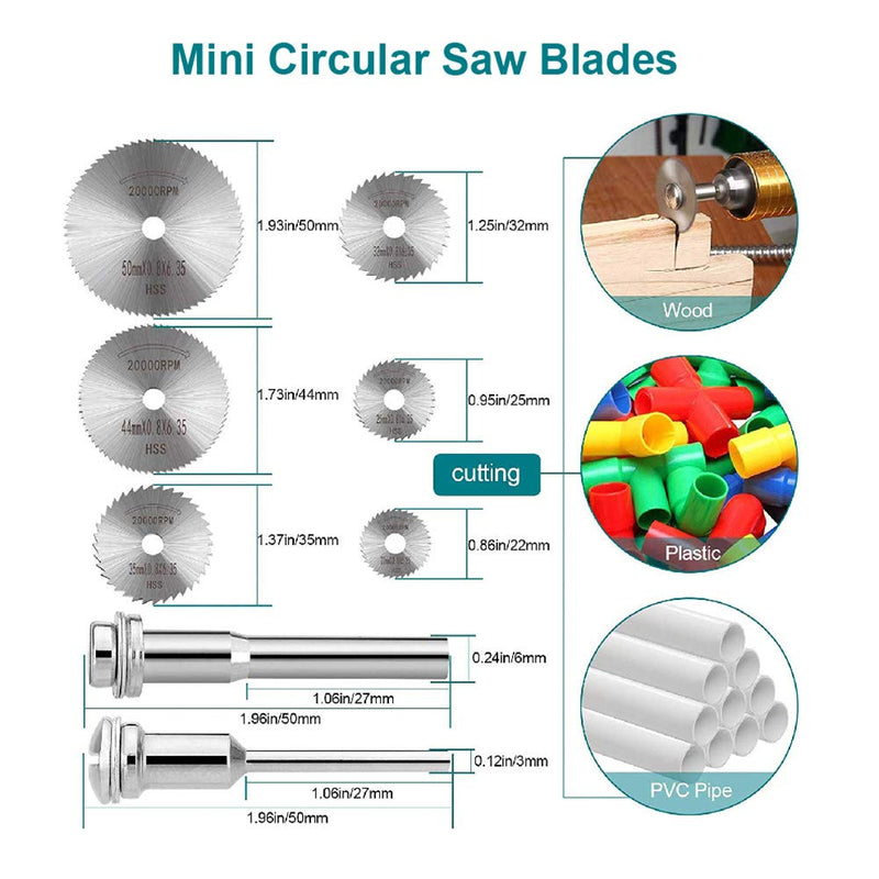 8Pcs Rotary Drill Saw Blades, Steel Saw Disc Wheel Cutting Blades with 1/8" Straight Shank Mandrel for Dremel Fordom Drills Rotary Tools (Power tools are not included)