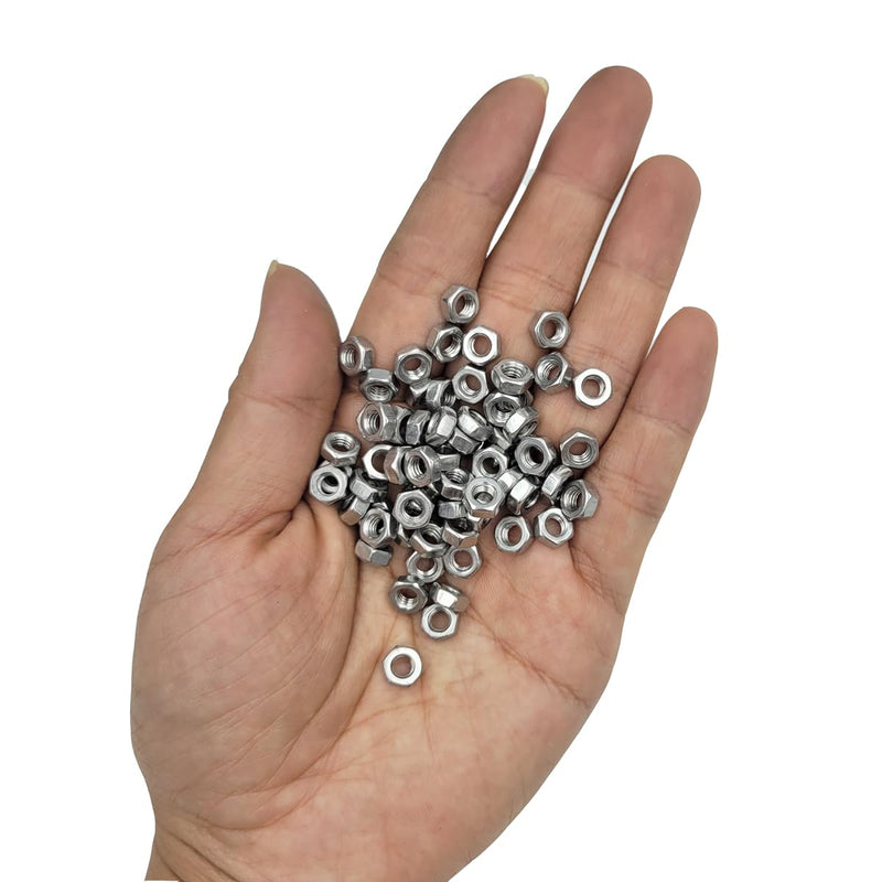 Tom's world 100Pcs M4-0.7 Hex Nut Stainless Steel 304(18-8) Metric Hexagon Nut for Bolts, Bright Finish, Full Thread (M4)