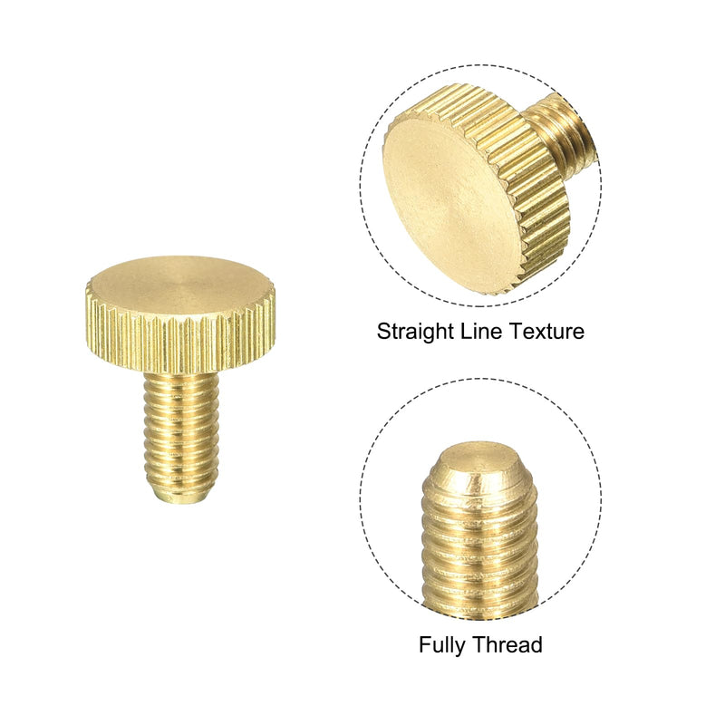 uxcell Knurled Thumb Screws, M5x10mm Flat Brass Bolts Grip Knobs Fasteners for Home, Electronic, Machine 5Pcs