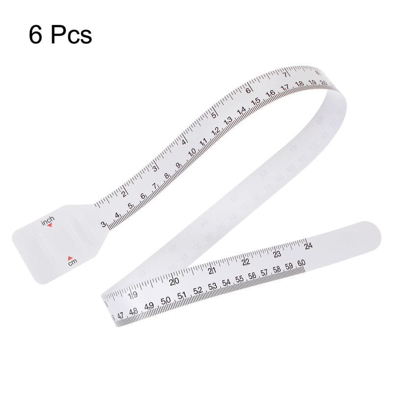 HARFINGTON 6Pcs Head Circumference Tape 24"(60cm) Flat Plastic Measuring Rule Measure for Child Head Arm Circumference, White 2cm 6