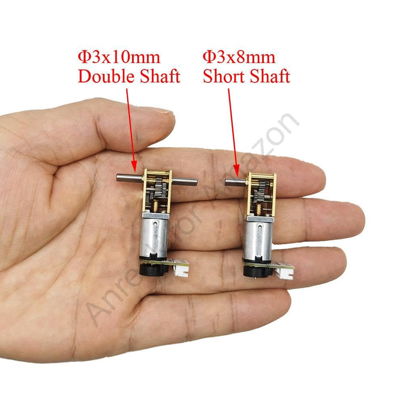 2Pcs DC 12V 16RPM Φ3x8mm Single Shaft N20 Worm Gear Motor with Encoder, 3-12V 4-381RPM Best for Automation and Robotics (12-16) 12V 16 RPM 2