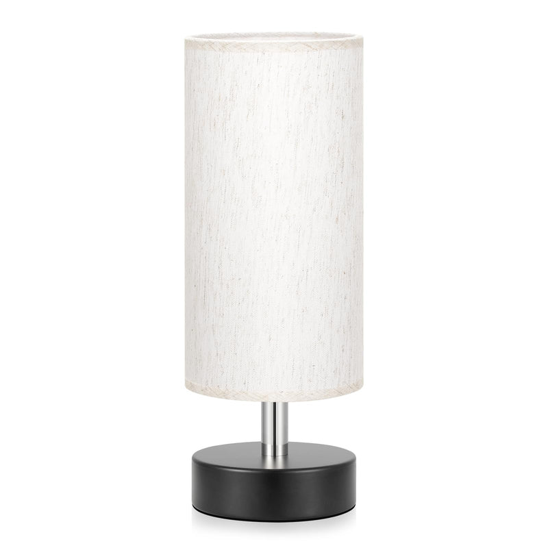 Small Table Lamp for Bedroom - Bedside Lamps for Night Stands, Minimalist Nightstand Light Lamp, Desk Lamps for Reading Room, Kids Room, Living Room, Office, Dorm Cream Shade-Black Base 11.6" Inline Control