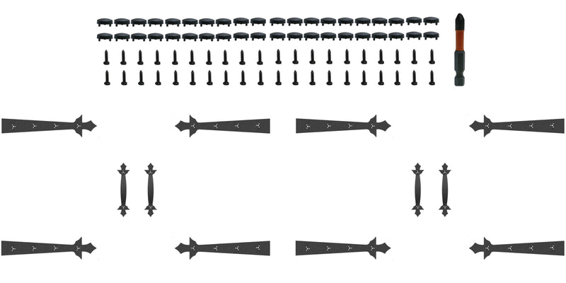 2 car Screw Mounted Garage Door Decorative Hardware,High Strength ABS Material Carriage House Garage Door Accents, Decorative Hinges & Handles with Mounting Screws for Garage Doors (Black, 12Pack)