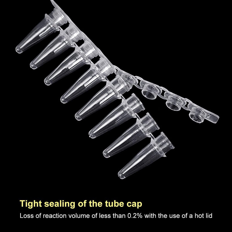 PCR Tubes with 0.2ml Thin Wall,Strip of 8 Tubes with Flat Caps,200 Strips/Bag（Flat caps Included）