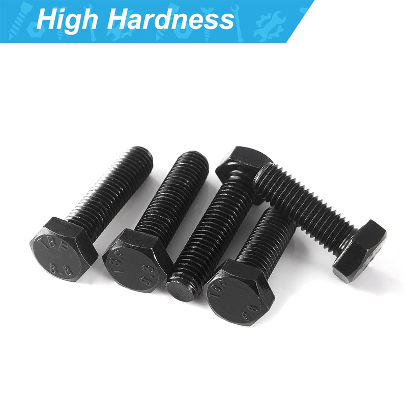 M8 x 50mm 10Pcs Hex Bolts, Hexagon Head Screw, 8.8 Grade Alloy Steel, Black Oxide Finish, Metric Full Machine Thread M8 x 50 mm(10PCS)