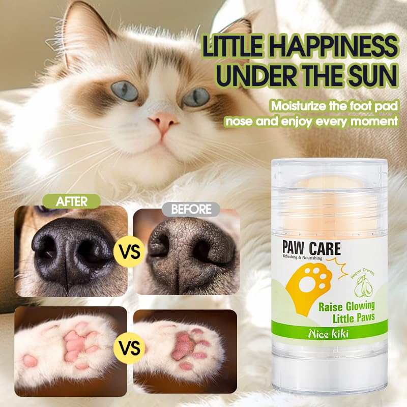 Dog Paw Balm Stick for Dogs & Cats - Soothing Paw & Nose Balm with Shea Butter & Coconut Oil, Easy Application Stick for Cracked Paws, Dry Nose, All Seasons Protection-40g (1P) 1P