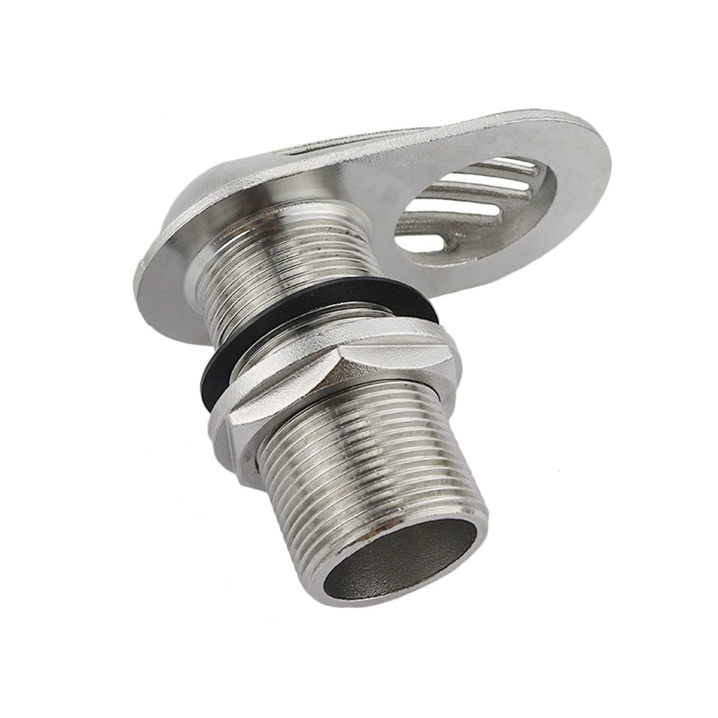 NRC&XRC Marine Grade Stainless Steel 316 Boat Intake Strainer Threaded Thru-Hull Inlet Filter Scoop with Rubber Washer Gaskets I.D. 1.25IN