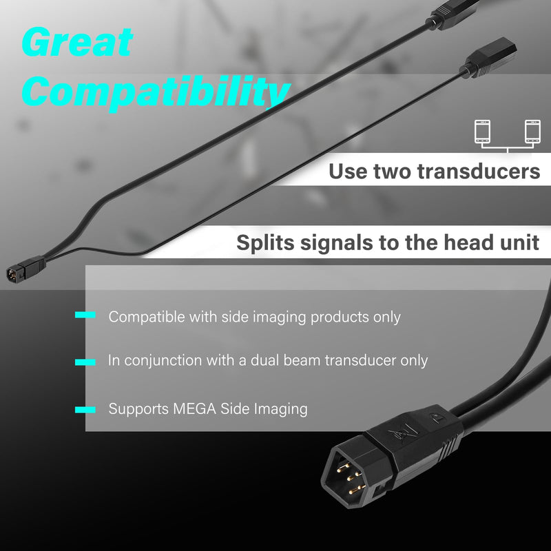 720101-1 9 M SIDB Y 9-Pin Side Imaging Dual Beam Splitter Cable Y-Cable for Humminbird Side Imaging Poducts and 2D Sonar