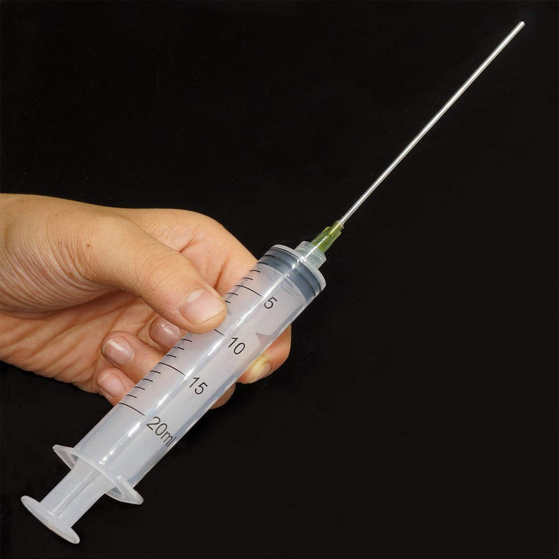 3 Pack 20ml Industrial Plastic Syringes with Blunt Luer Lock Needle 4 Inch for Scientific Labs, Glue Application, Measuring, Refilling and Transfering Liquids