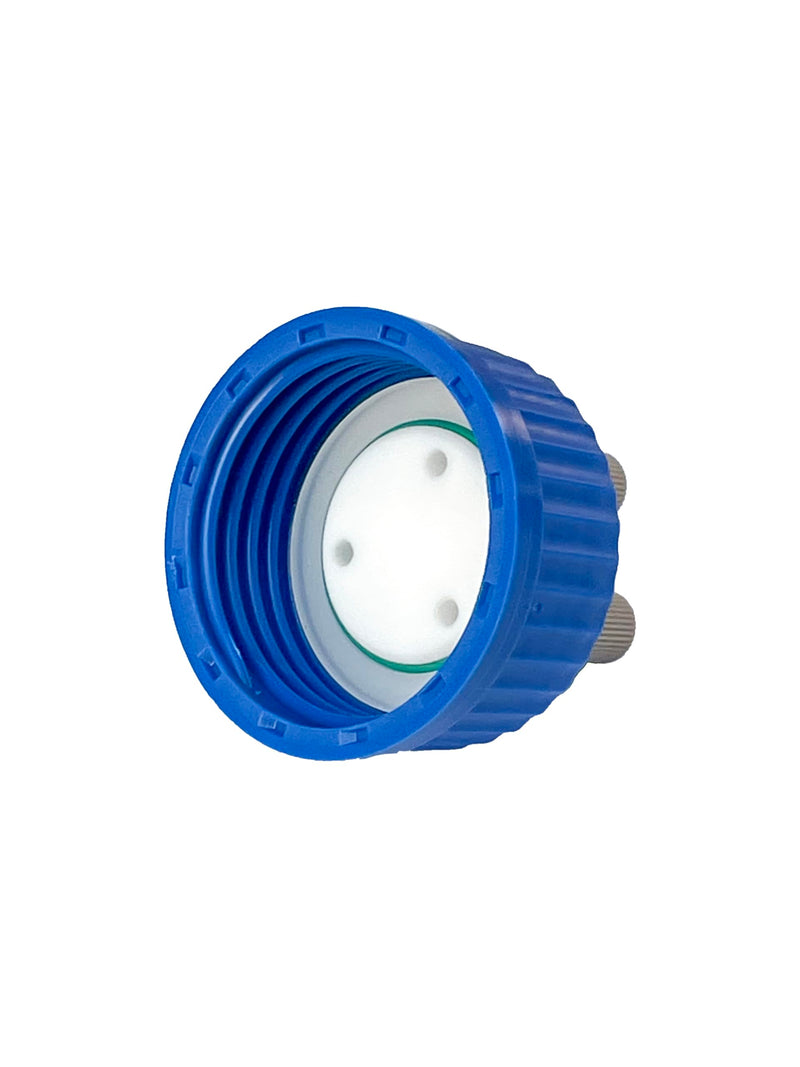 MUHWA Lab Safety 3-Port Cap with 1/4"-28 Thread Inserts Hole and PEEK Fitting, GL45 Filling Cap for 1/8" Inch OD Tubing