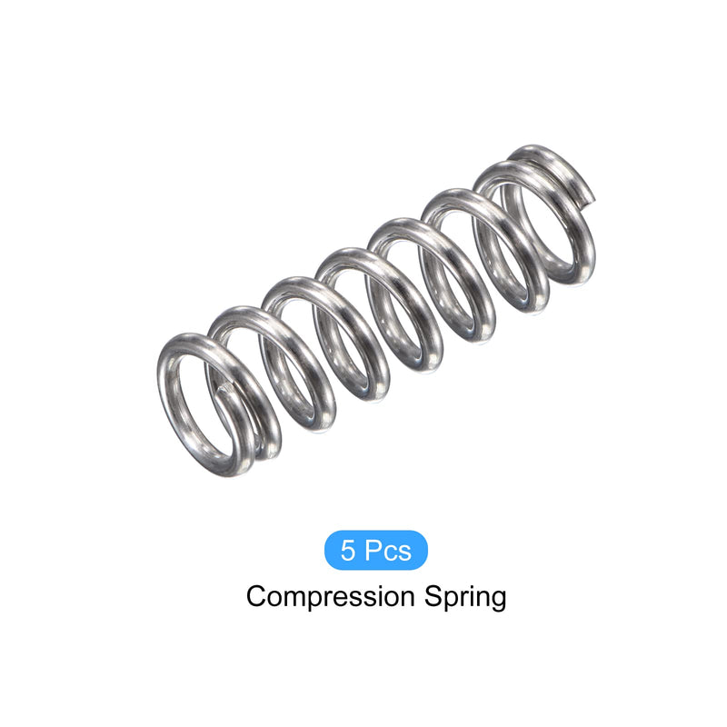 METALLIXITY Compression Springs (1.2x8mm OD,25mm Free Length) 5Pcs, 304 Stainless Steel Extension Spring - for Shop Home Repairs, DIY Projects, Silver Tone 1.2x8mmx25mm