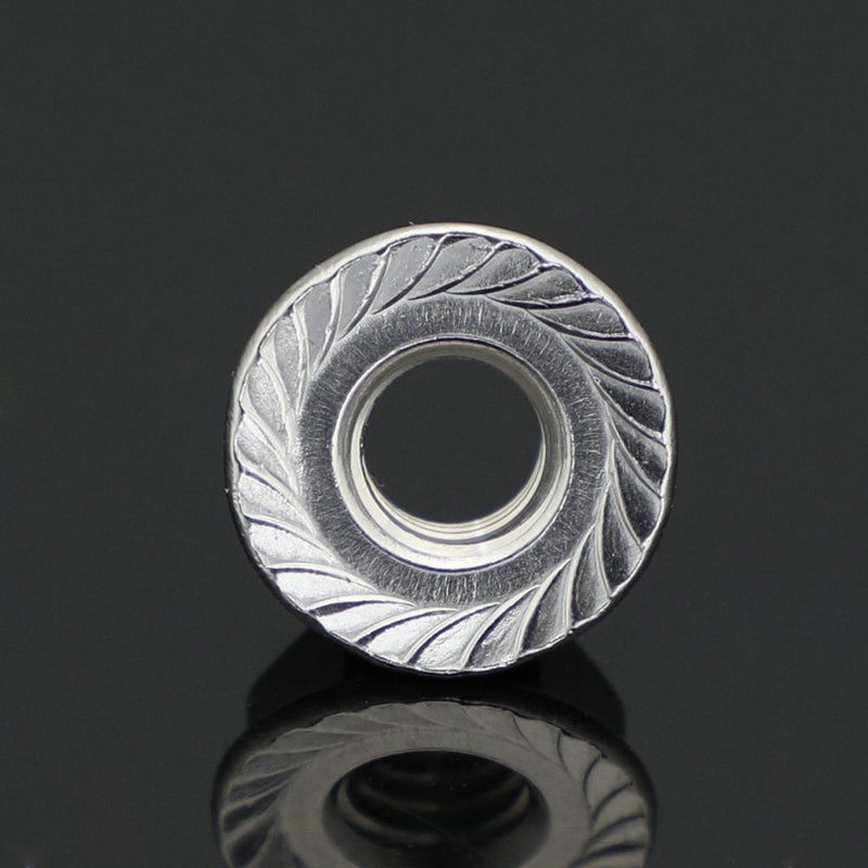 1/4-20 Serrated Flange Hex Lock Nuts, Stainless Steel 18-8 (304), Bright Finish, 100 PCS 1/4-20