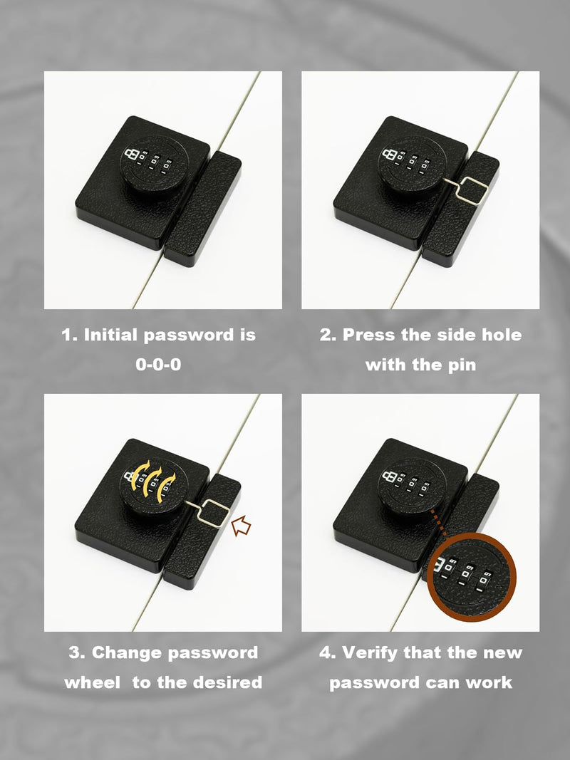 Combination Cabinet Locks, Anti-pry Concealed Child Lock for Drawers, Zinc Alloy Cabinet Locks with Combination for Medicine Cabinet, Closet, File Cabinet, Double Doors Cabinet (Black) Black